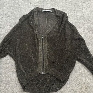 Women’s Zara zippered metallic cardigan - size small
